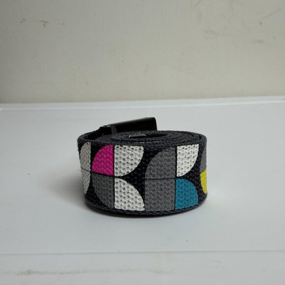 Hurley Men's Canvas Belt Metal Buckle Black Colorful  Pre-owned condition - Picture 3 of 5